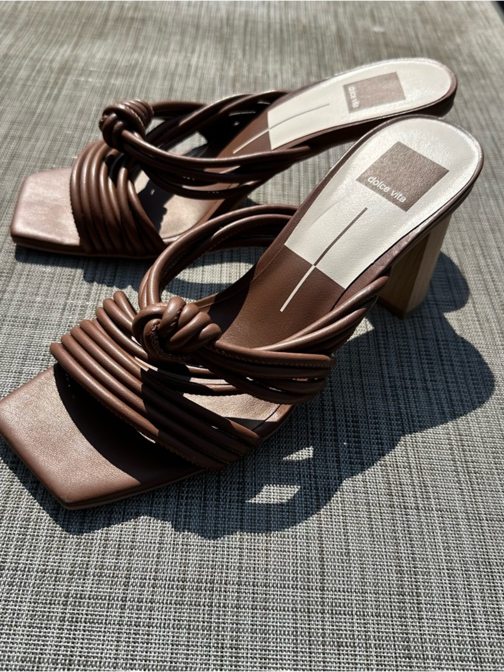 Dolce Vita Brown Knotted Strap Block Heel Mules Women’s Size 8.5 Slip On Shoe - Picture 3 of 11
